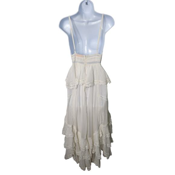 Rococo Sand Mia Maxi Dress White Lace Trim Handkerchief Hem Resort XS NWT - Picture 2 of 13